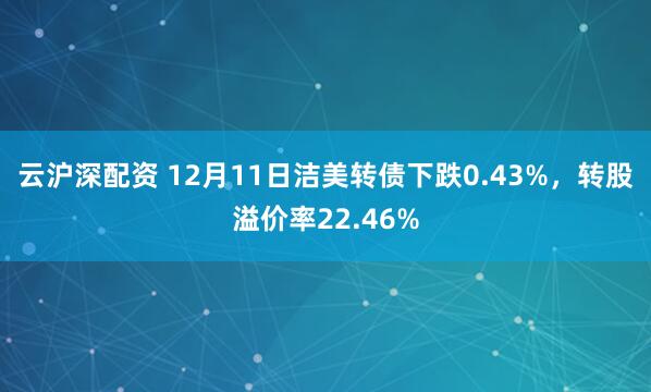 云沪深配资 12月11日洁美转债下跌0.43%，转股溢价率22.46%